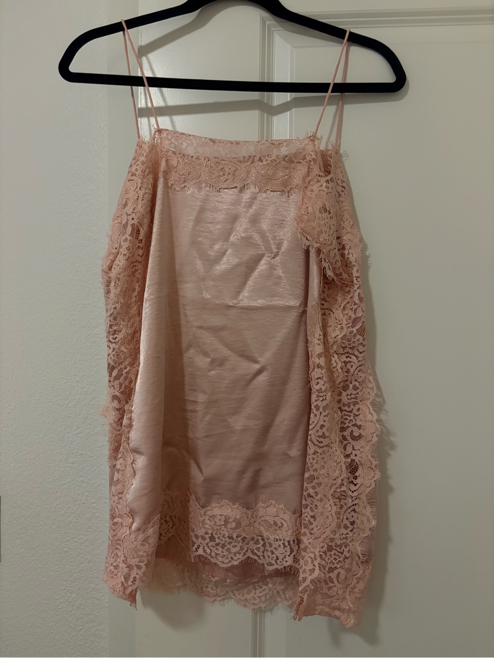 Thirfted Blush Pink Lace Slip Dress